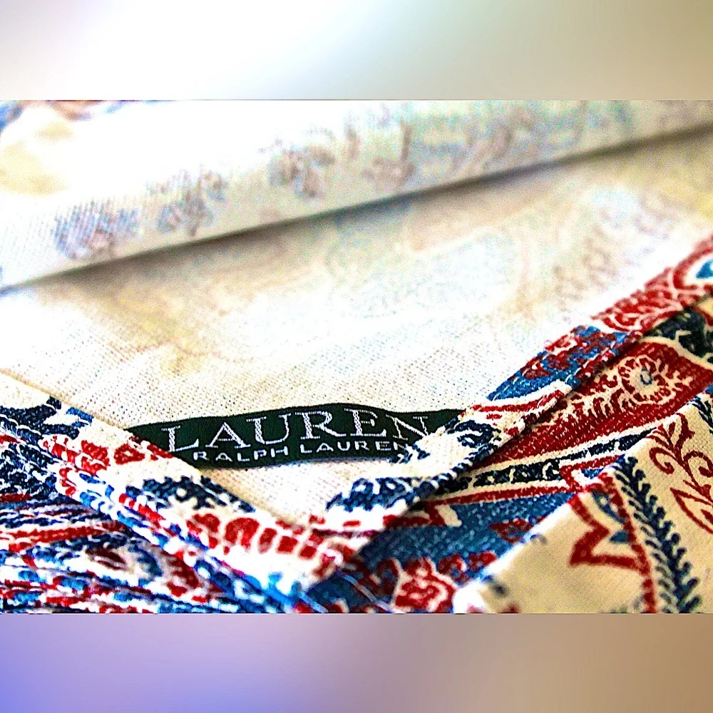 RALPH LAUREN LAVEEN PAISLEY/RED SET OF 4 NAPKINS NWT COTTON 20 BY 20